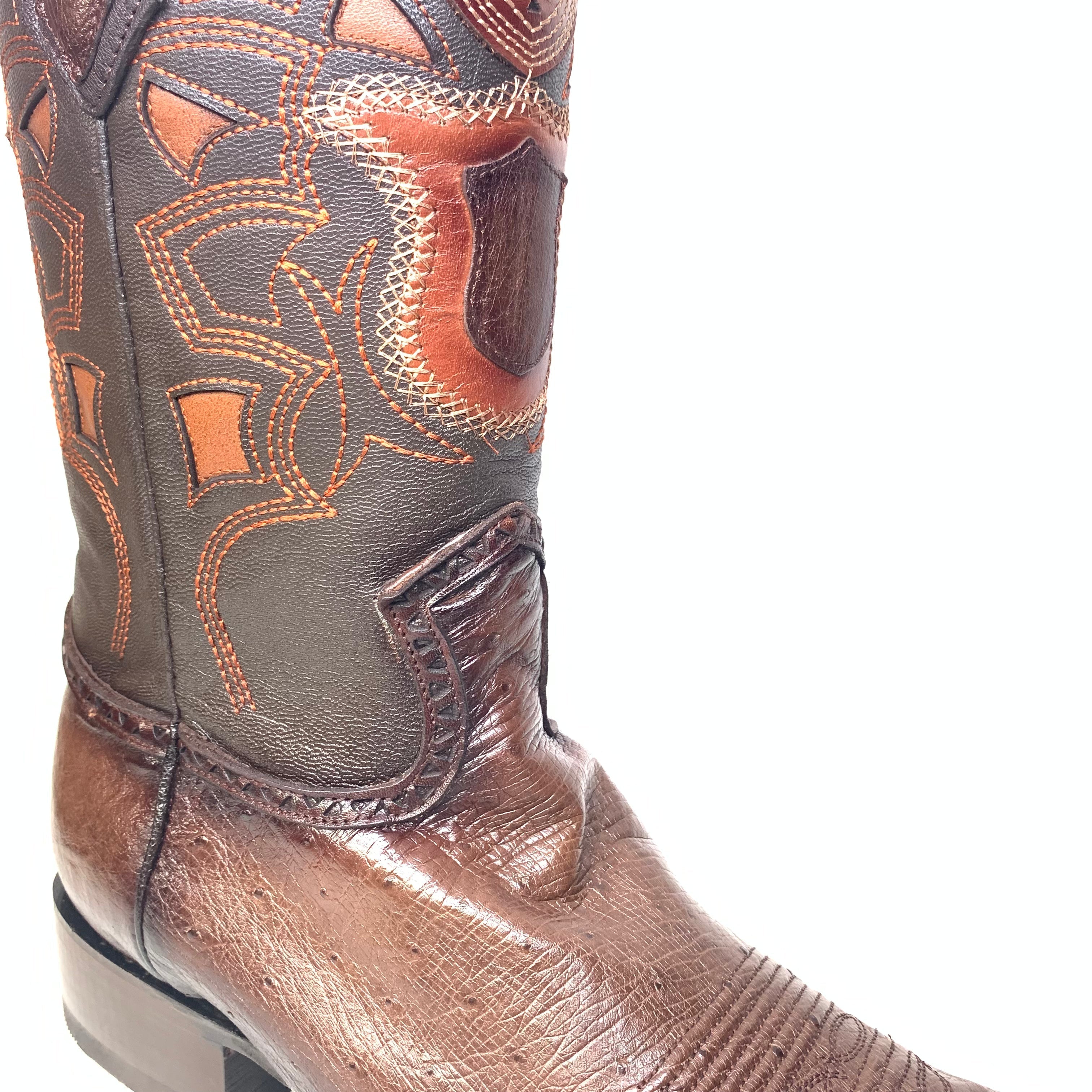 Los Altos Boots Brown Ostrich Quill Cowboy Boots by USA Men's Outlet