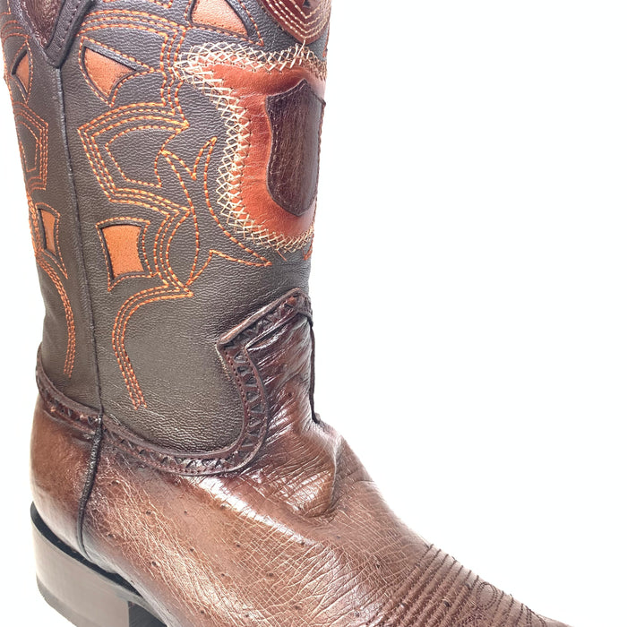 Los Altos Boots Brown Ostrich Quill Cowboy Boots by USA Men's Outlet