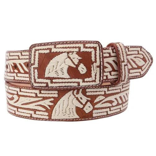 Cinto Vaquero de Cuero Bordado