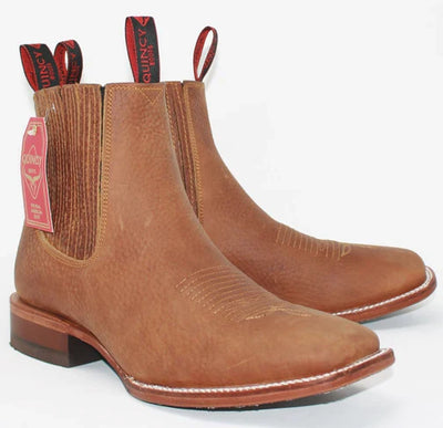 Botines Charros Quincy de Gamuza con Punta Cuadrada