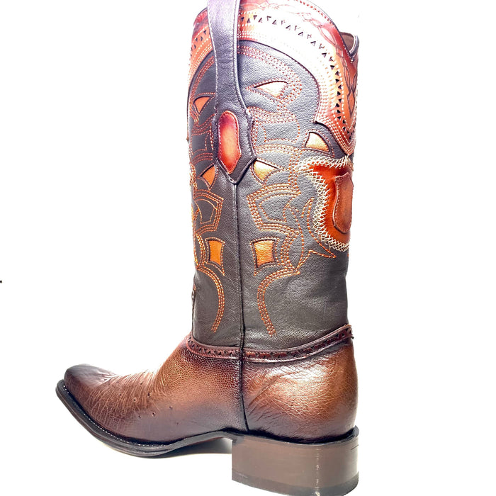 Los Altos Boots Brown Ostrich Quill Cowboy Boots by USA Men's Outlet
