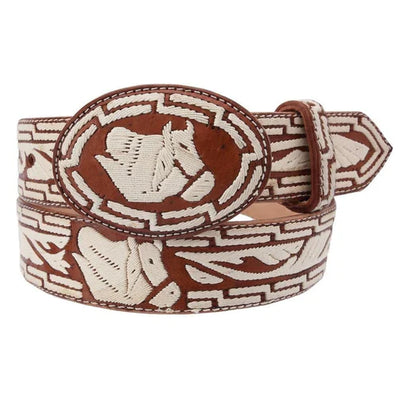 Cinto Vaquero Cuero de Vacuno Bordado