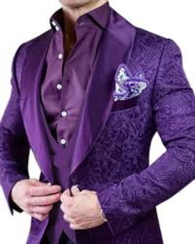 Mens Paisley Blazer - Floral Sport Coat - Purple Sport Jacket mensusain