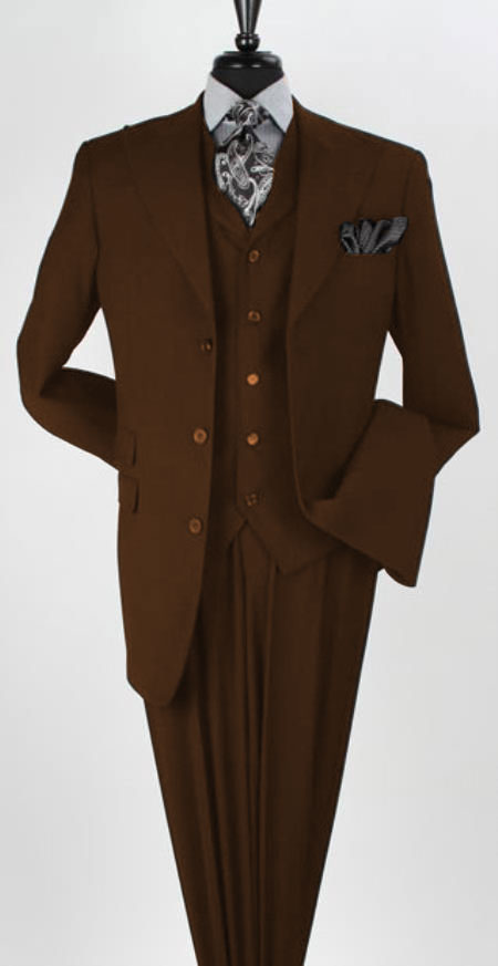 Mens Brown Vested Suits