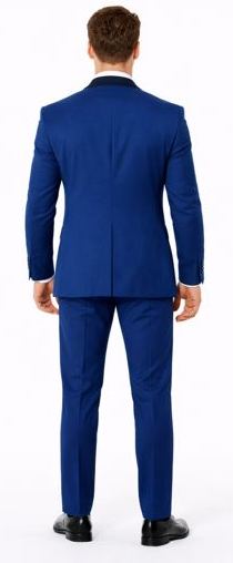 Indigo Slim Fit Tuxedo with Large Black Shawl Lapel – 3 Piece Wedding & Prom Set