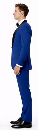 Indigo Slim Fit Tuxedo with Large Black Shawl Lapel – 3 Piece Wedding & Prom Set