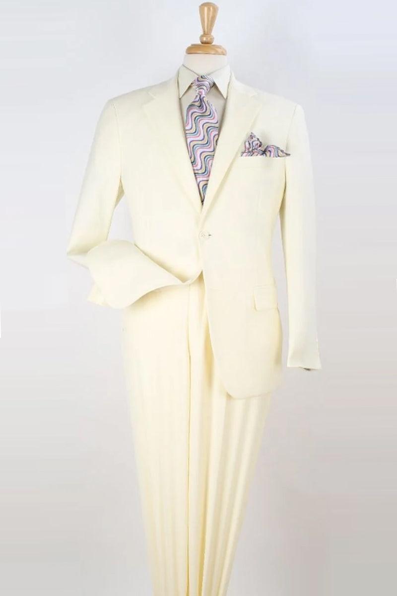 "Ivory Apollo King 2-Btn Modern Fit Poplin Suit: Refined Menswear" - Elegant Mensattire – SuitUSA