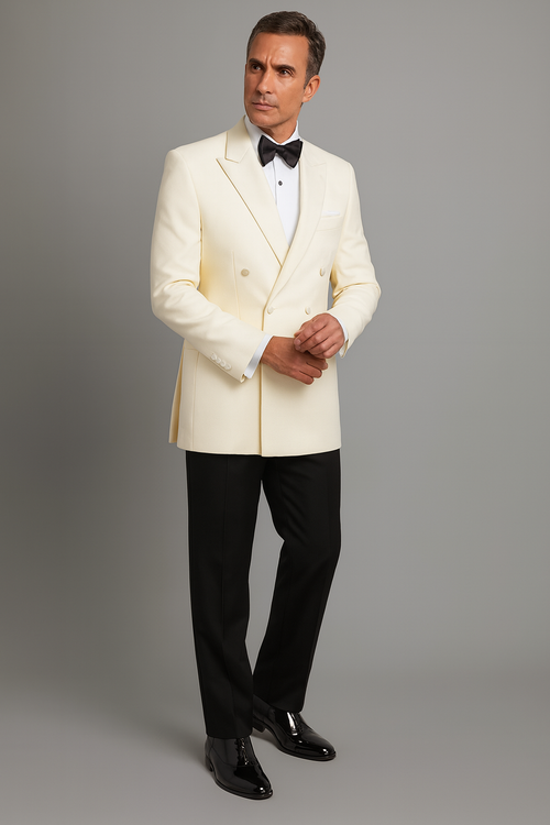 Ivory Double Breasted Tuxedo Dinner Jacket - Cream Dinner Jacket - Off White Tuxedos by PROMTUXEDO