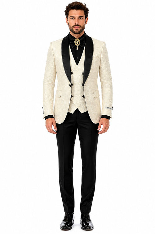 Ivory Tuxedo - Cream Wedding Suit - Off White Groom Suit by PROMTUXEDO