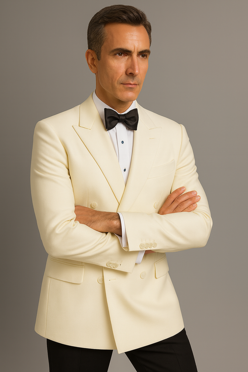 Ivory Double Breasted Tuxedo Dinner Jacket - Cream Dinner Jacket - Off White Tuxedos by PROMTUXEDO