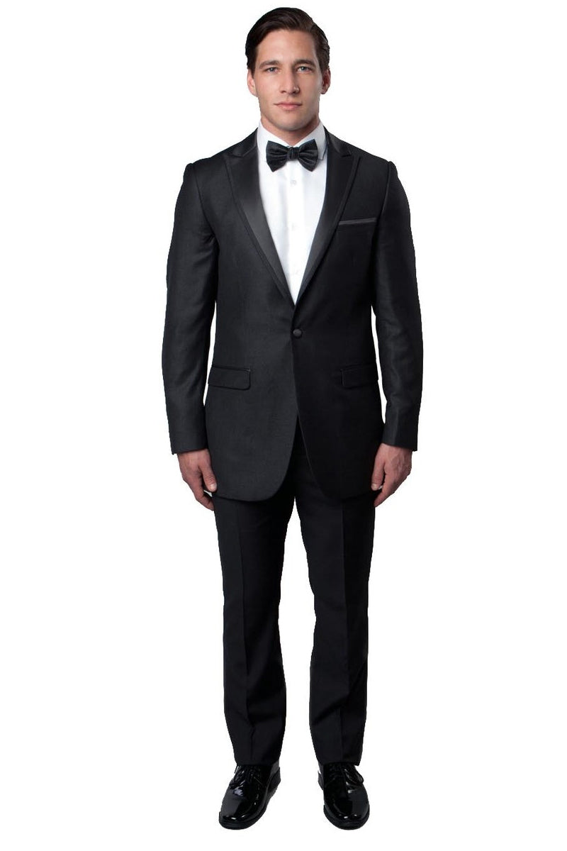 Men's Charcoal Slim Fit Satin Tuxedo