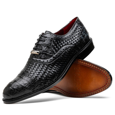 Marco_Di_Milano John Black: Luxury Leather Oxford Shoes
