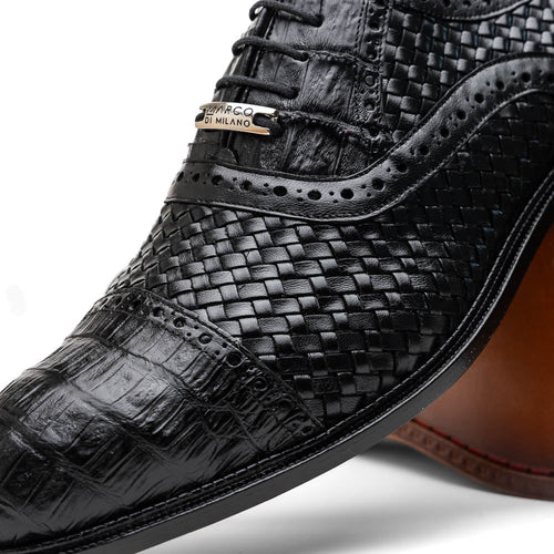 Marco_Di_Milano John Black: Luxury Leather Oxford Shoes