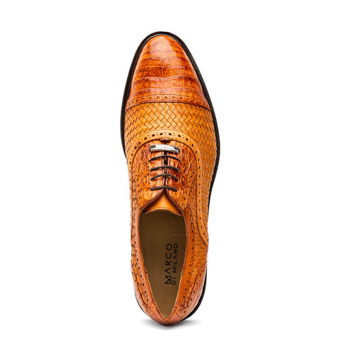 Marco Di Milano John Woven Caiman Crocodile Oxfords Brandy