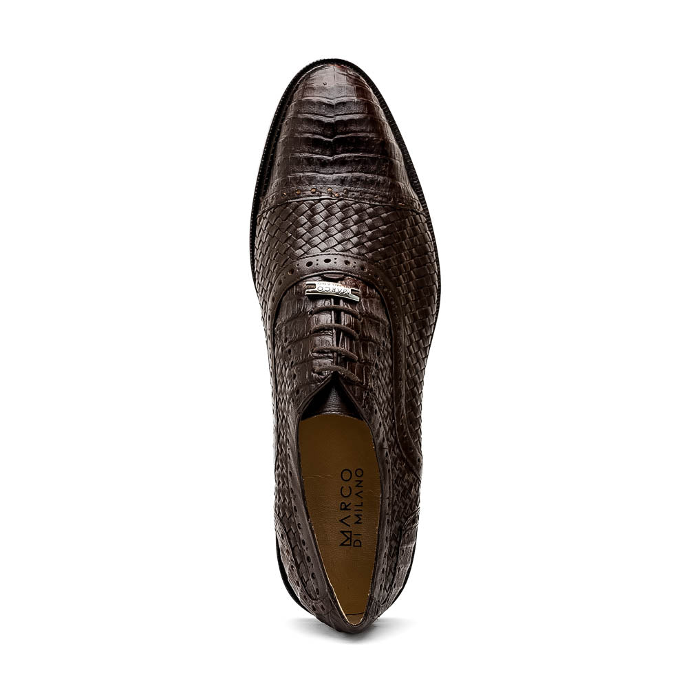 Marco Di Milano John Woven Caiman Crocodile Oxfords Brown