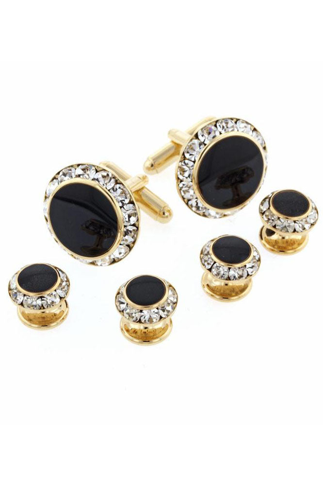 Crystal Gold Studs and Cufflinks Set by JJ Weston