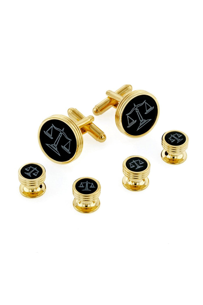 Lawyer Onyx Gold Studs and Cufflinks Set