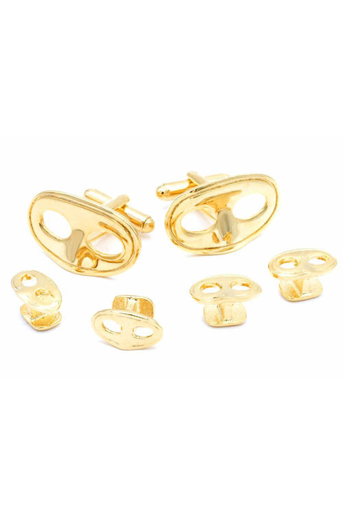 Mardi Gras Mask Gold Studs and Cufflinks Set by JJ Weston