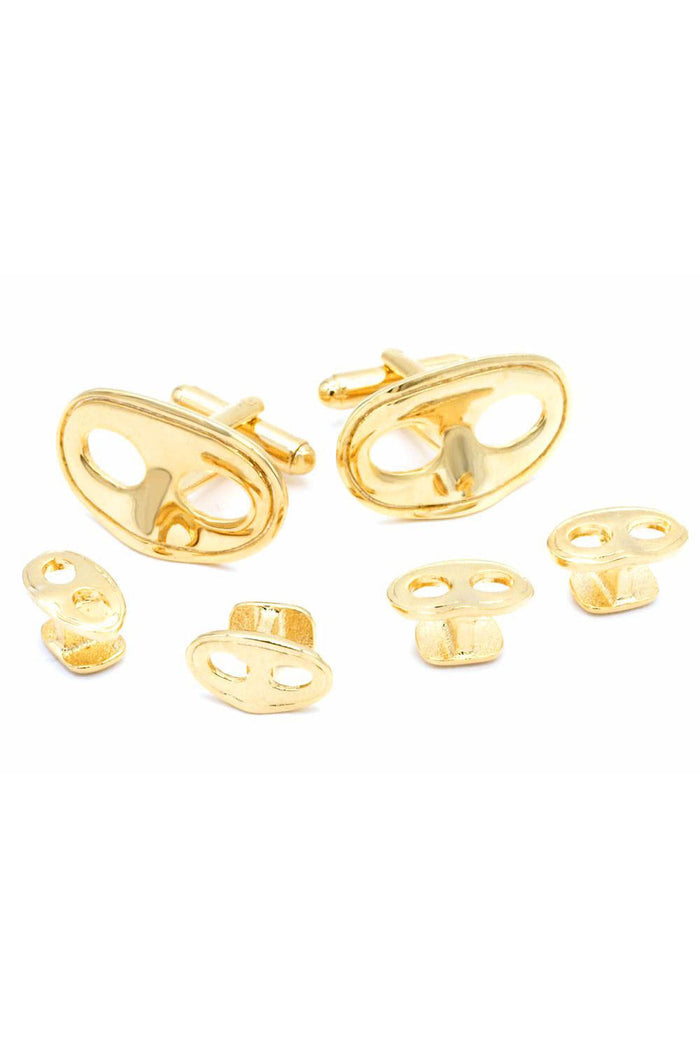 Mardi Gras Mask Gold Studs and Cufflinks Set by JJ Weston