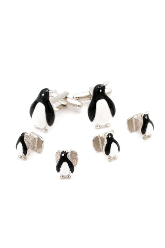 Penguin Silver Studs and Cufflinks Set by JJ Weston