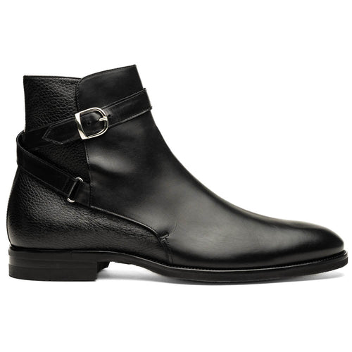 Zelli Jodphur Black Italian Calfskin Double Buckle Strap Boot