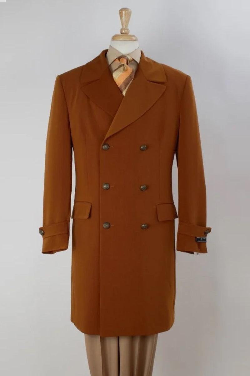 "John Knight Men's Copper Peacoat: Timeless 3/4 Length Double Breasted Design" - Elegant Mensattire – SuitUSA