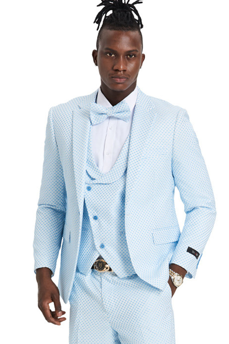 Men's Sky Blue Polka Dot Vest for Prom & Weddings