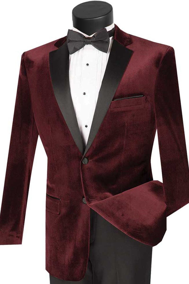 Mens Burgundy Velvet Prom & Wedding Tuxedo | Vinci Suits