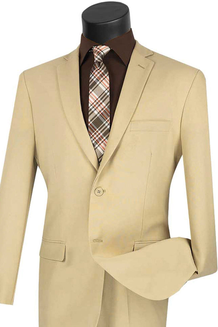 Mens 2 Button Slim Fit Poplin Suit in Black by Vinci