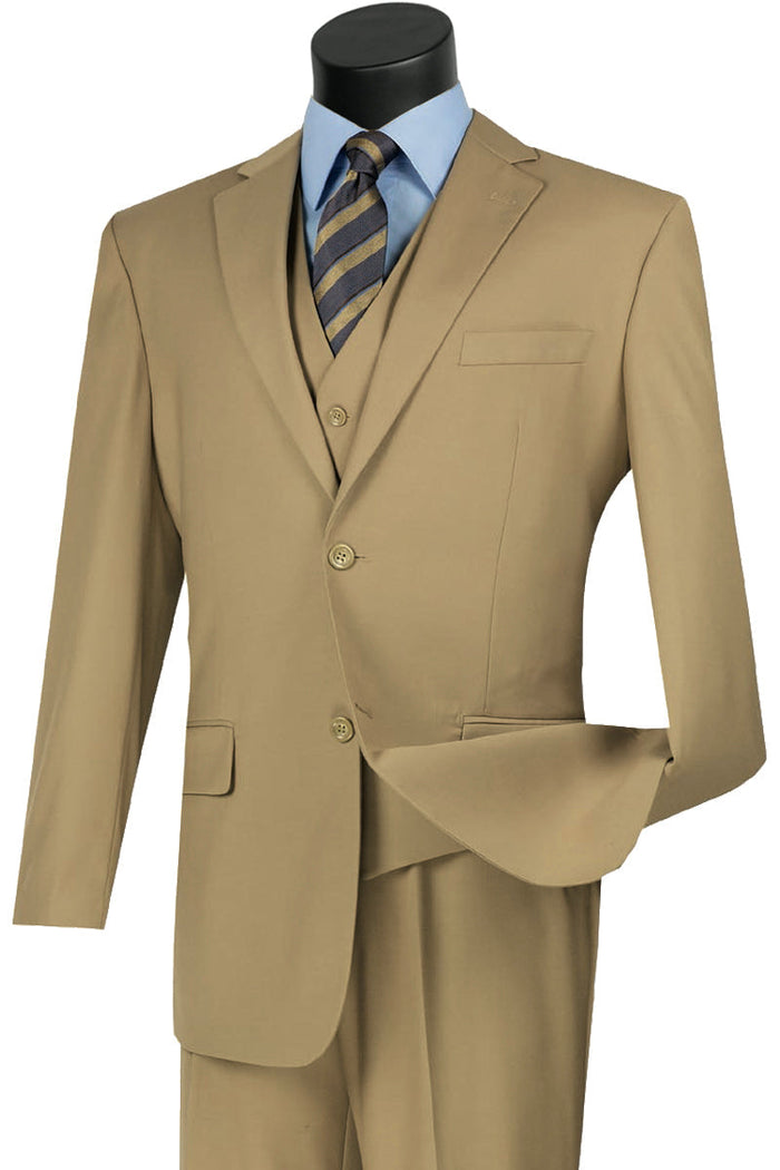 Mens Classic Fit Flat Front Vested Suit in Medium Grey by Vinci