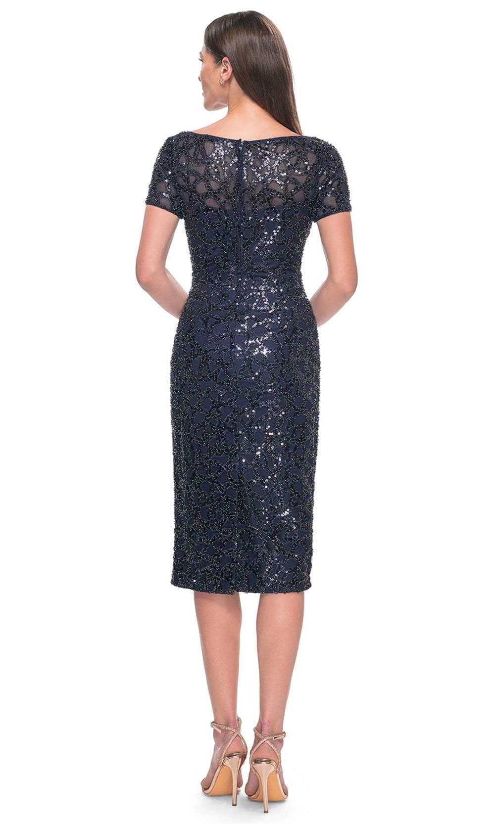 La Femme 30043 Sequin Pattern Short Sleeve Dress