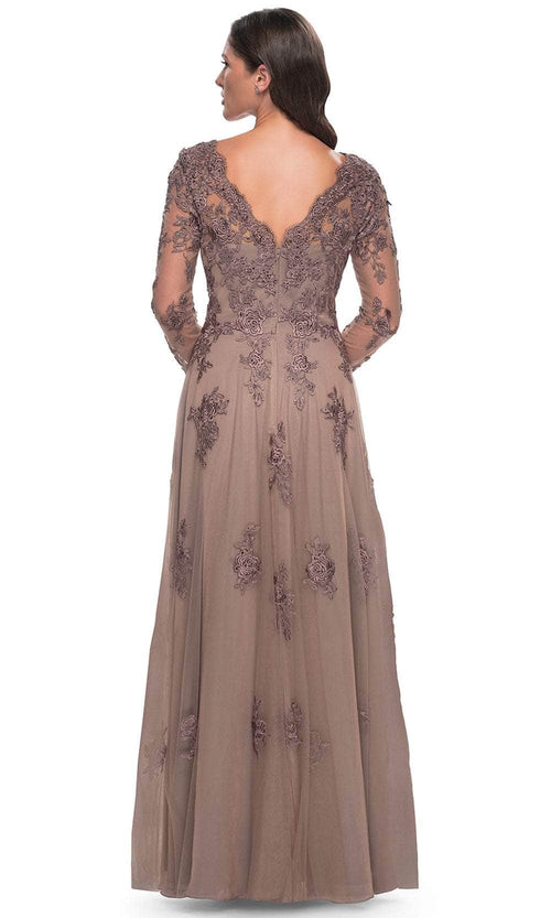 La Femme 30795 Long Sleeve Tulle Evening Dress
