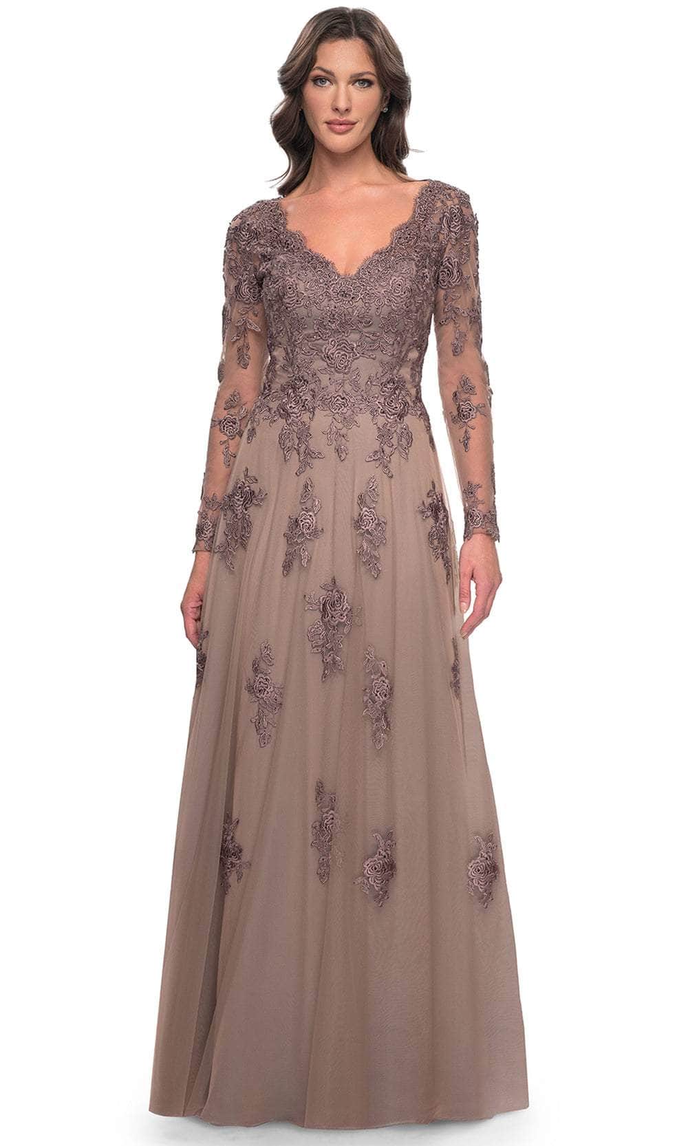 La Femme 30795 Long Sleeve Tulle Evening Dress