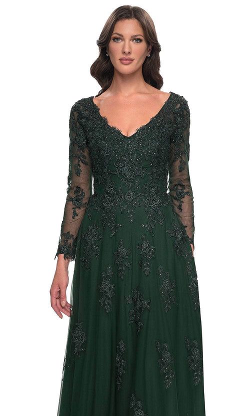 La Femme 30795 Long Sleeve Tulle Evening Dress