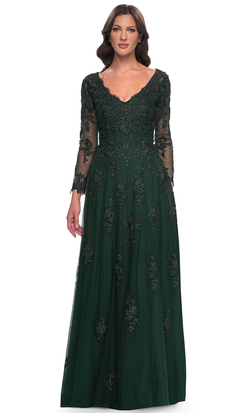 La Femme 30795 Long Sleeve Tulle Evening Dress