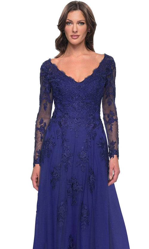 La Femme 30795 Long Sleeve Tulle Evening Dress