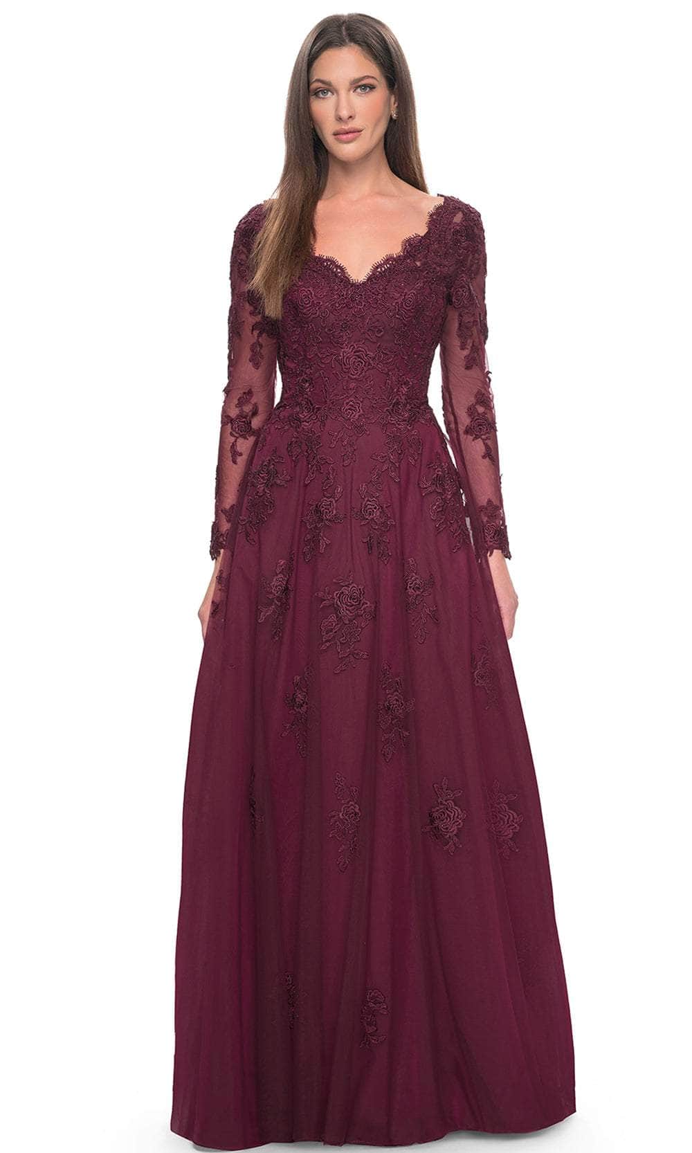 La Femme 30795 Long Sleeve Tulle Evening Dress