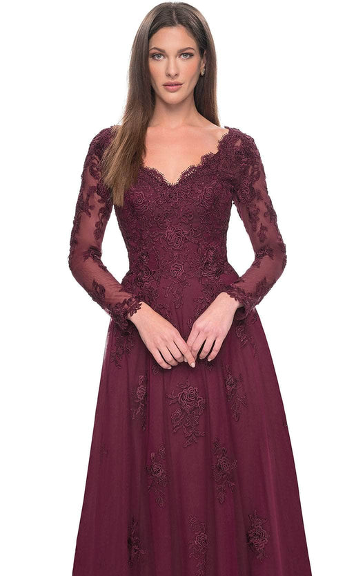 La Femme 30795 Long Sleeve Tulle Evening Dress