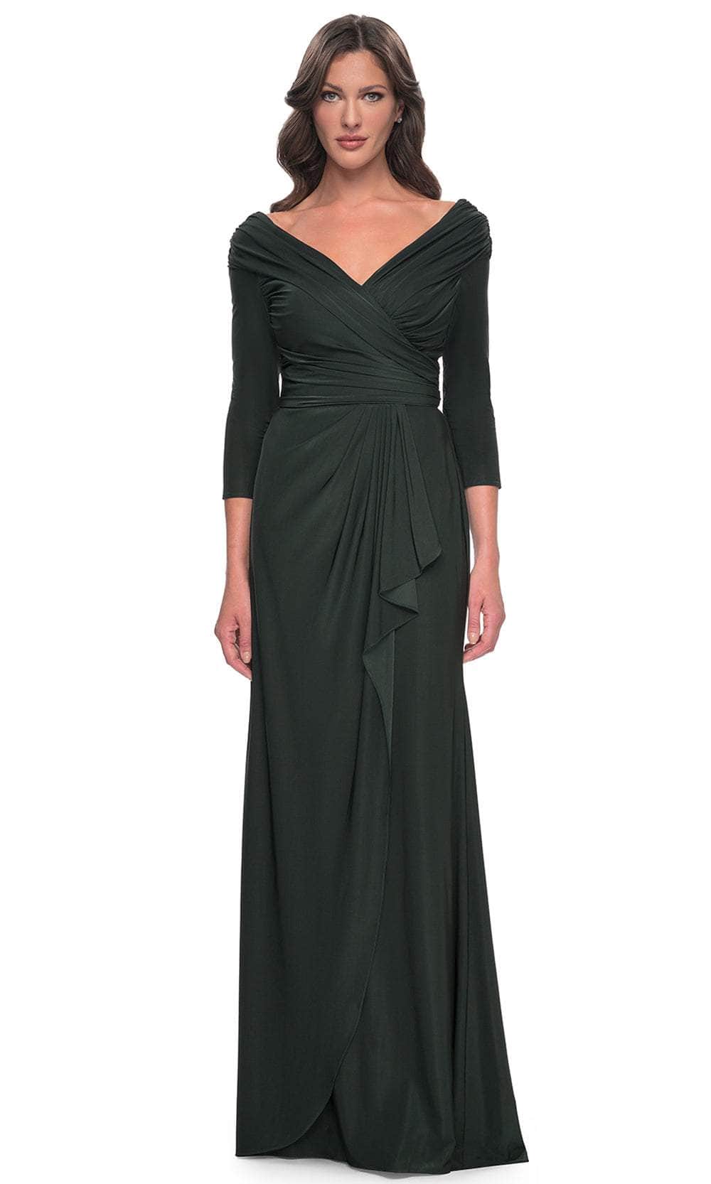 La Femme 30845 Ruched Long Sleeve Evening Dress