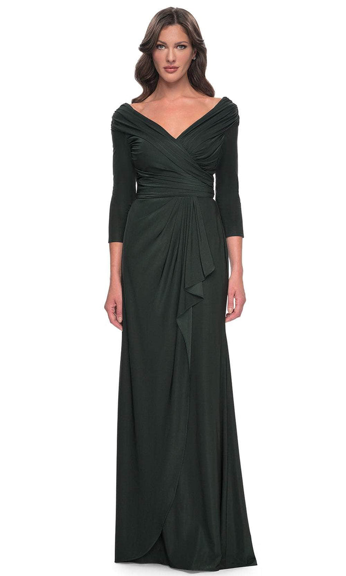 La Femme 30845 Ruched Long Sleeve Evening Dress