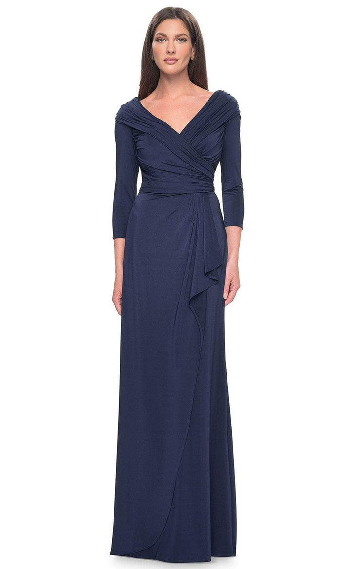 La Femme 30845 Ruched Long Sleeve Evening Dress