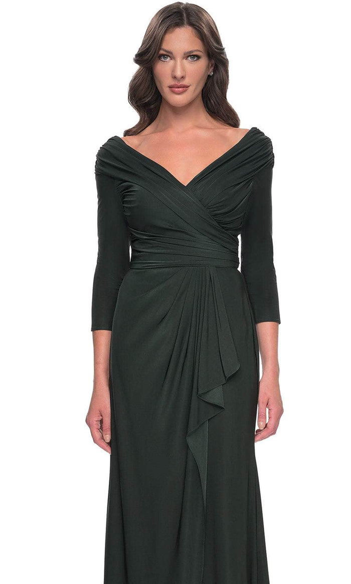 La Femme 30845 Ruched Long Sleeve Evening Dress