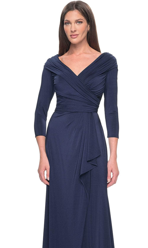 La Femme 30845 Ruched Long Sleeve Evening Dress