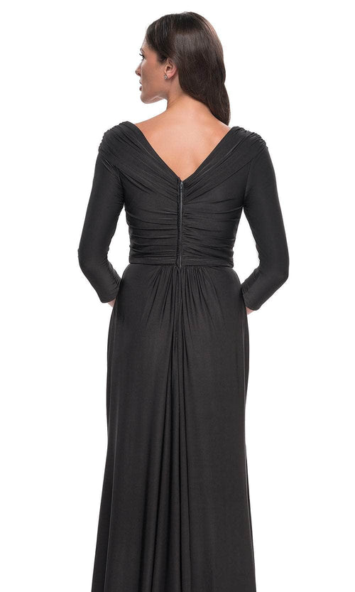 La Femme 30845 Ruched Long Sleeve Evening Dress