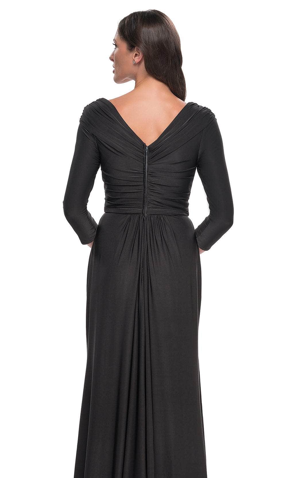 La Femme 30845 Ruched Long Sleeve Evening Dress