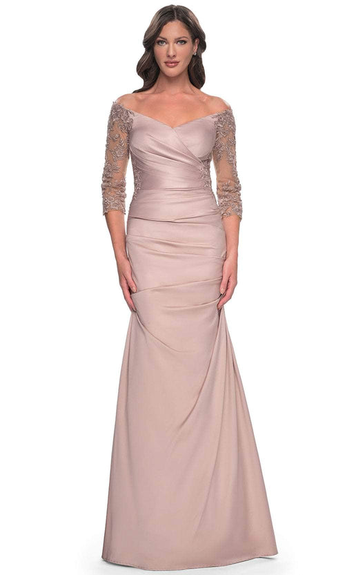 La Femme 30853 Trumpet Satin Evening Dress