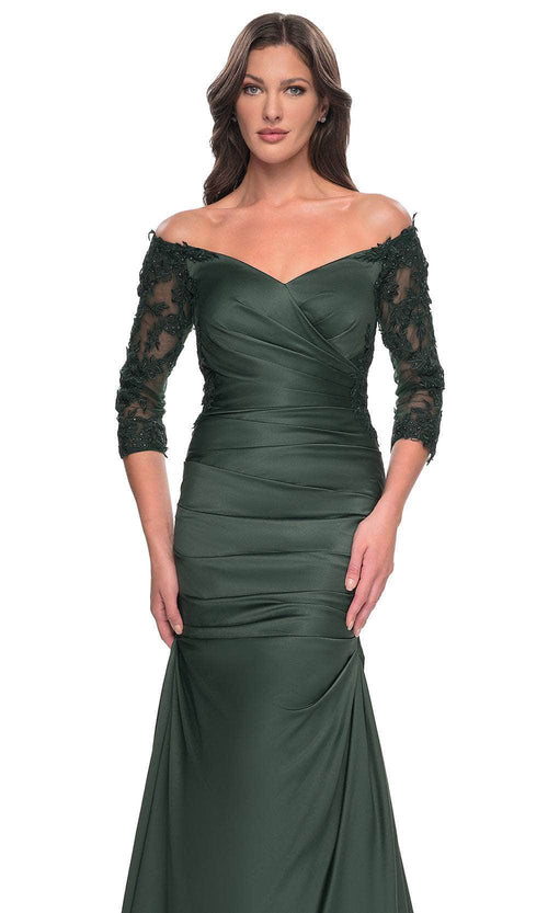 La Femme 30853 Trumpet Satin Evening Dress