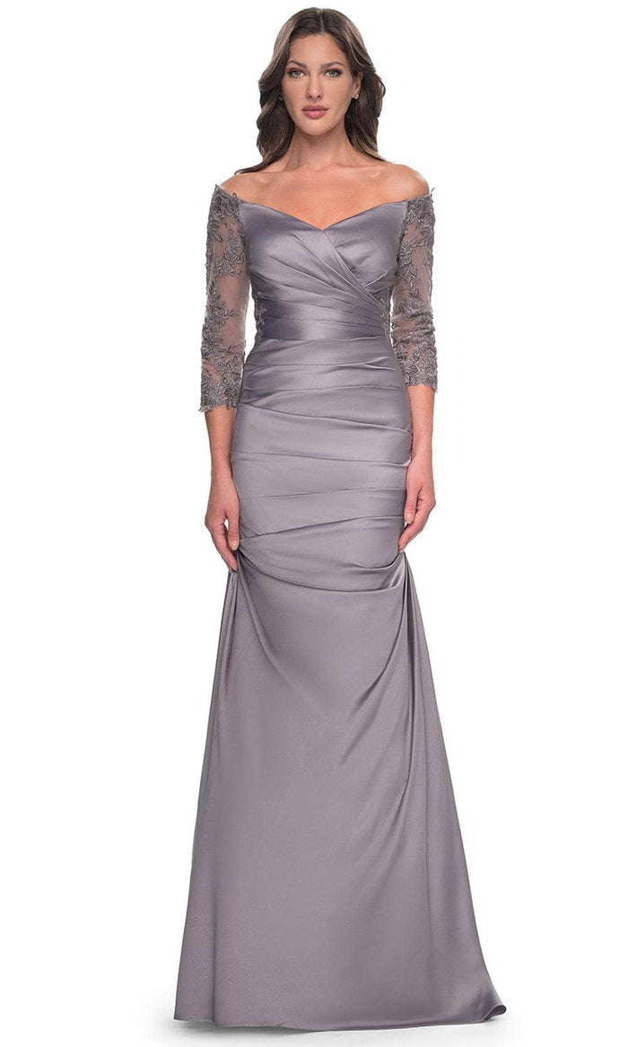 La Femme 30853 Trumpet Satin Evening Dress