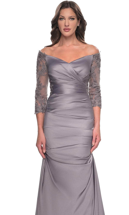 La Femme 30853 Trumpet Satin Evening Dress