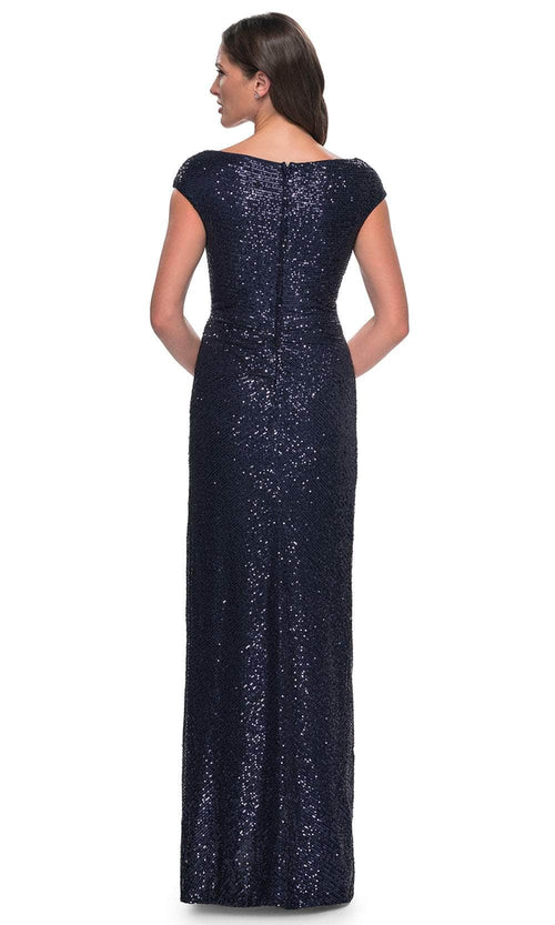 La Femme 30865 Ruched Sequin Evening Dress